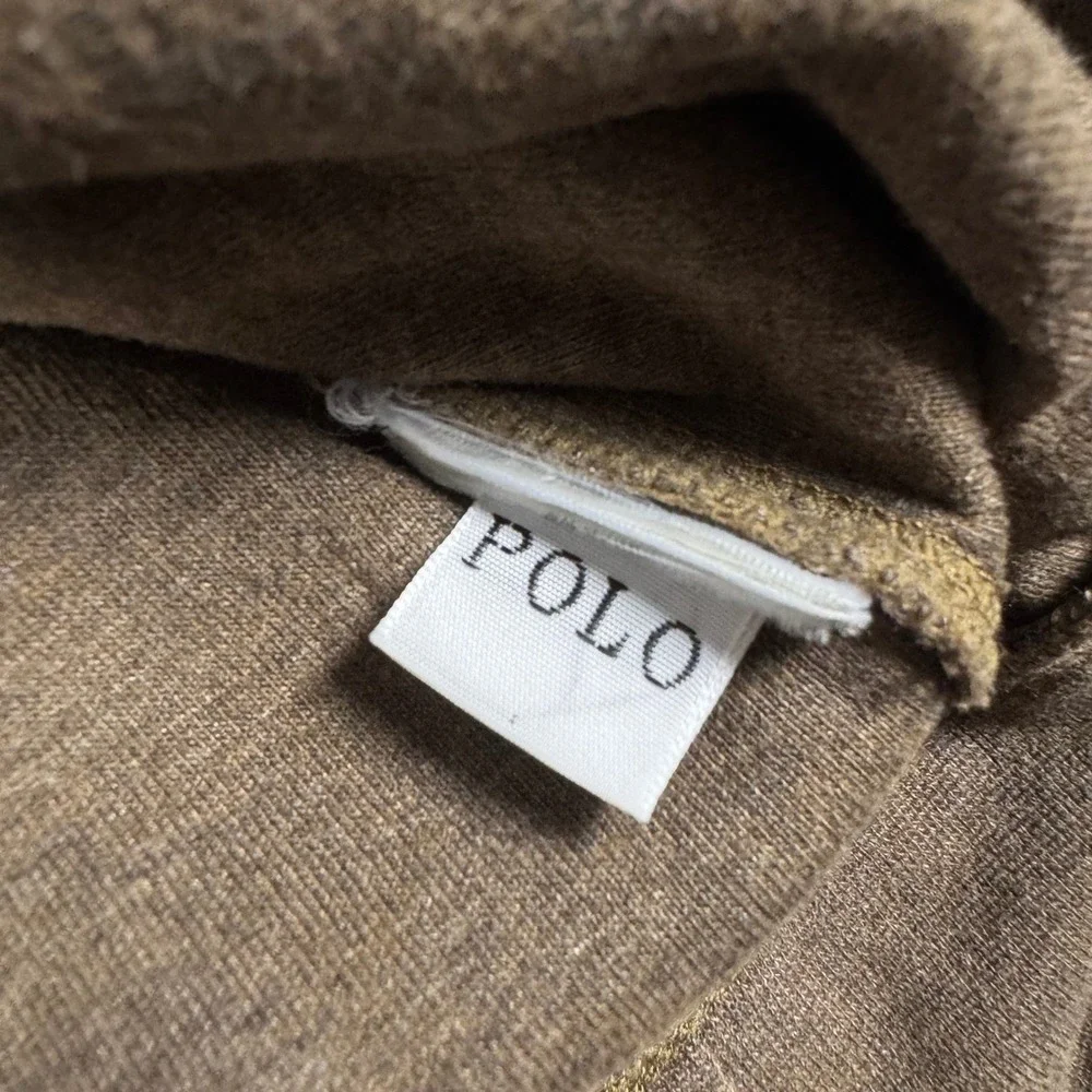Polo Ralph Lauren Luxury Jersey Quarter Zip Pullover Brown Large